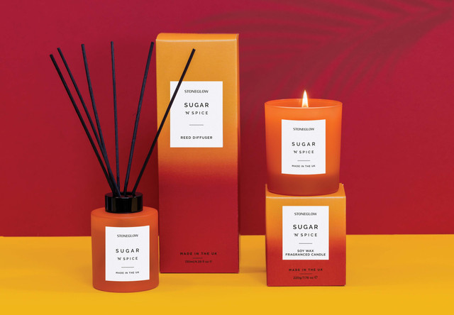 Stoneglow Sol - Sugar 'n' Spice - Scented Reed Diffuser 130ml - Dark Orange Glass