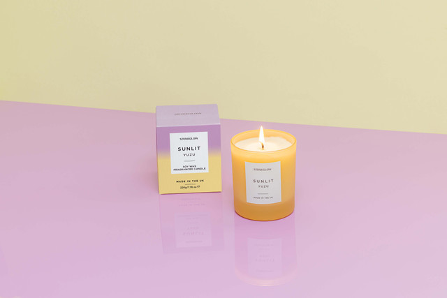 Stoneglow Sol - Sunlit Yuzu - Soy Wax Scented Candle Tumbler (90 X 80mm) - Yellow Glass