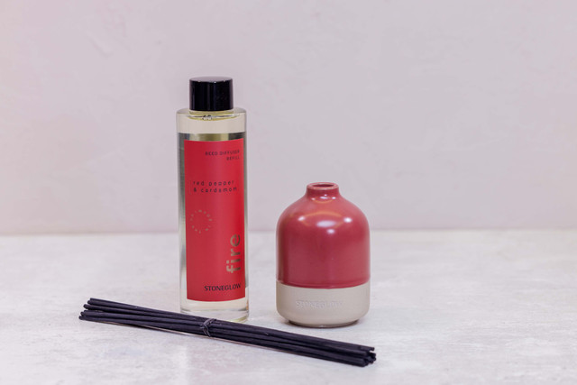 Stoneglow Elements - Fire - Red Ceramic Diffuser Pot