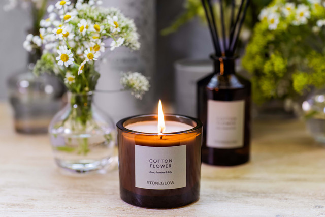 Stoneglow The Walled Garden - Cotton Flower - Rose | Jasmine | Lily - Scented Natural Wax Candle Tumbler 79 X 89mm