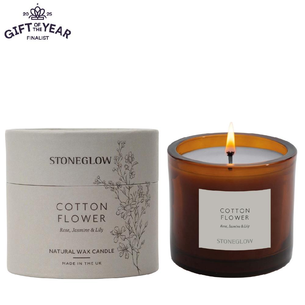 stoneglow The Walled Garden - Cotton Flower - Rose | Jasmine | Lily - Scented Natural Wax Candle Tumbler 79 x 89mm