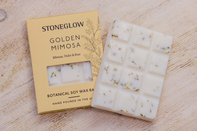 Stoneglow The Walled Garden - Golden Mimosa - Mimosa | Violet | Rose- Scented Botanical Soy Wax Melt Snap Bar - 76 Grams