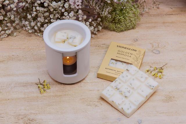 Stoneglow The Walled Garden - Golden Mimosa - Mimosa | Violet | Rose- Scented Botanical Soy Wax Melt Snap Bar - 76 Grams