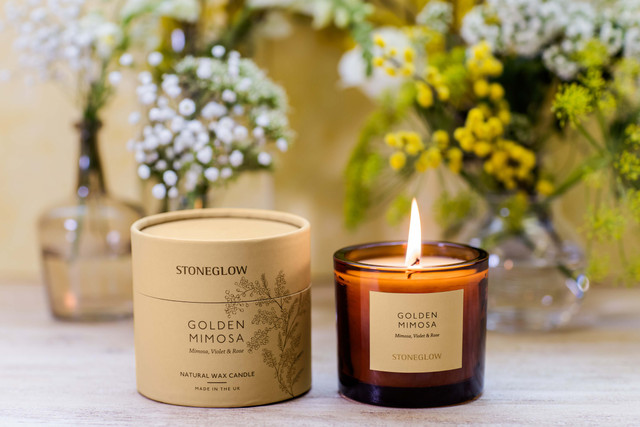 Stoneglow The Walled Garden - Golden Mimosa - Mimosa | Violet | Rose - Scented Natural Wax Candle Tumbler (79 X 89mm)