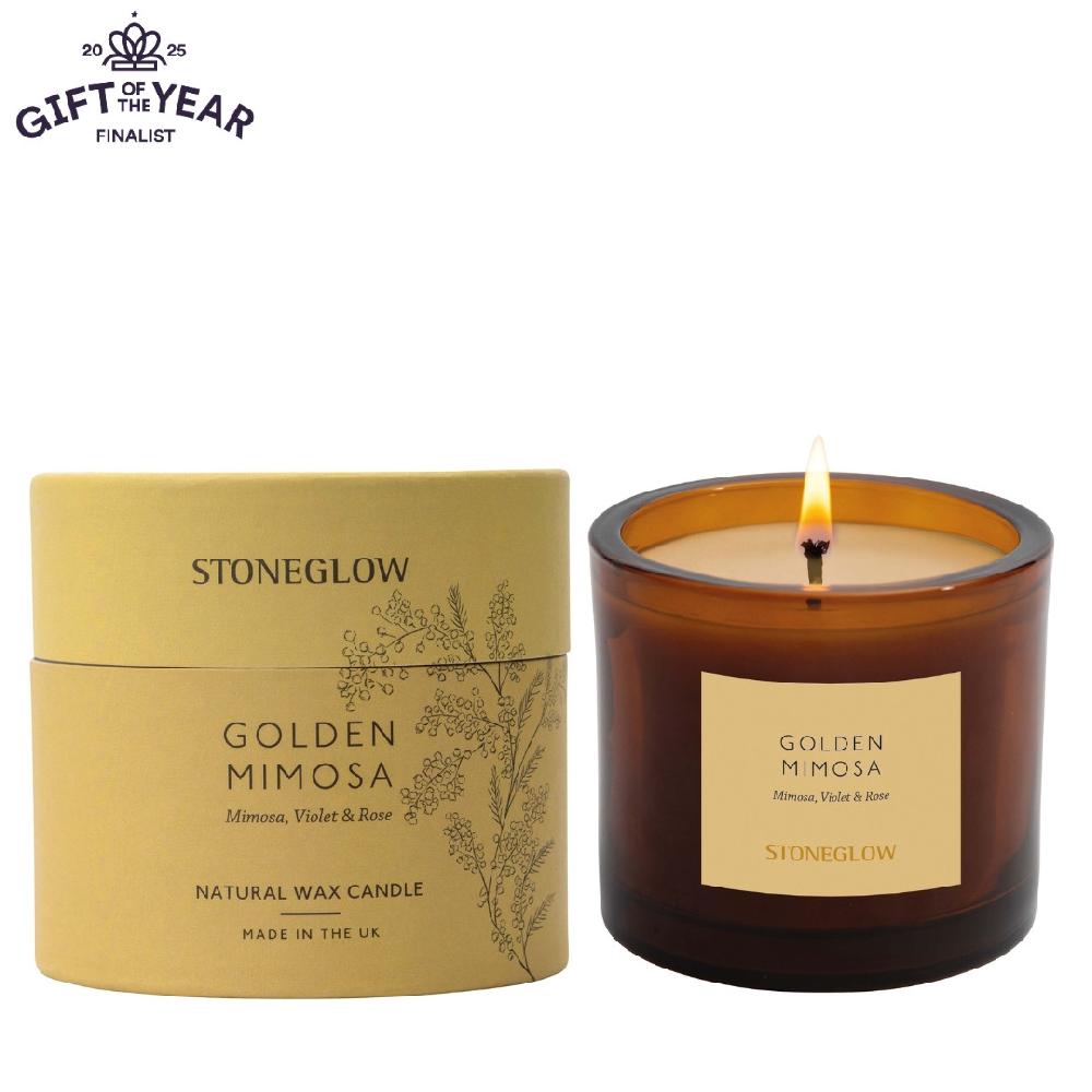 stoneglow The Walled Garden - Golden Mimosa - Mimosa | Violet | Rose - Scented Natural Wax Candle Tumbler (79 x 89mm)