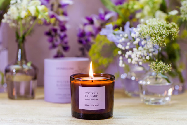 Stoneglow The Walled Garden - Wisteria Blossom - Wisteria | Peony | Pear - Scented Natural Wax Candle Tumbler (79 X 89mm)