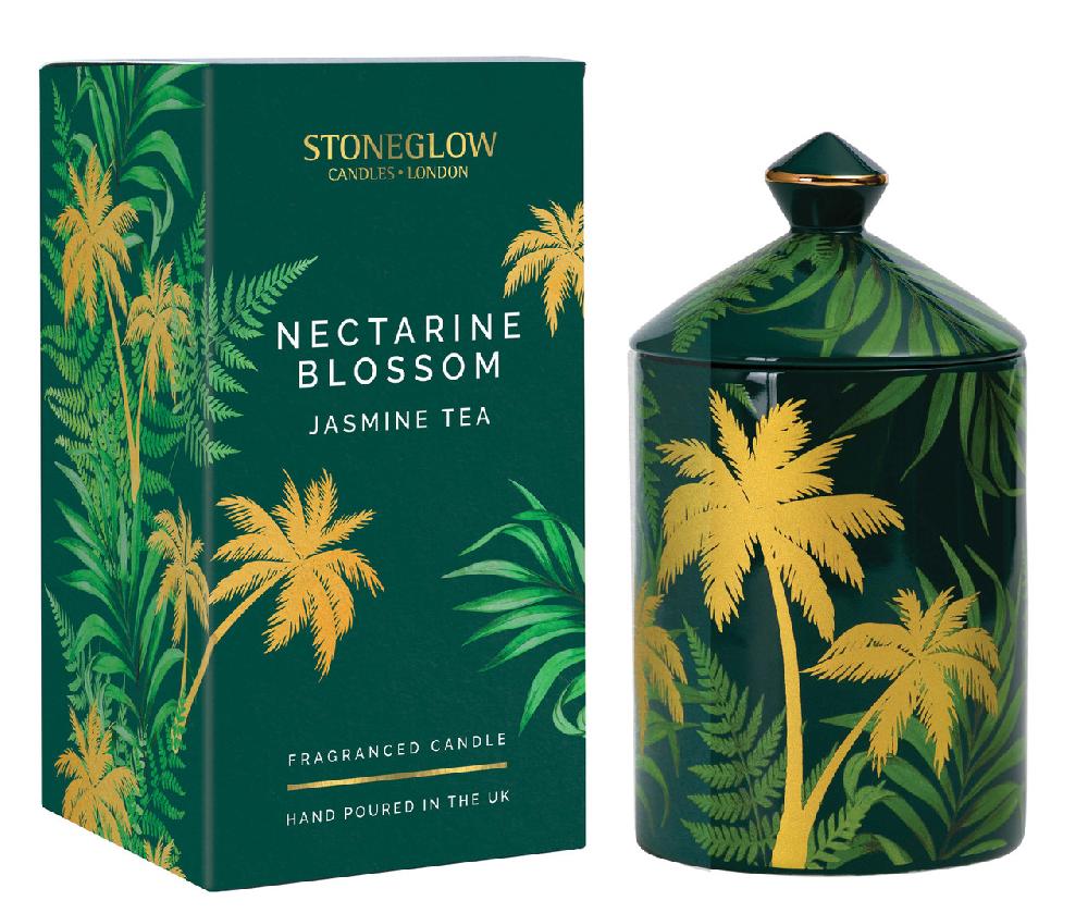 stoneglow Urban Botanics - Ceramic - Nectarine Blossom | Jasmine Tea - Scented Candle (150 x 85mm)