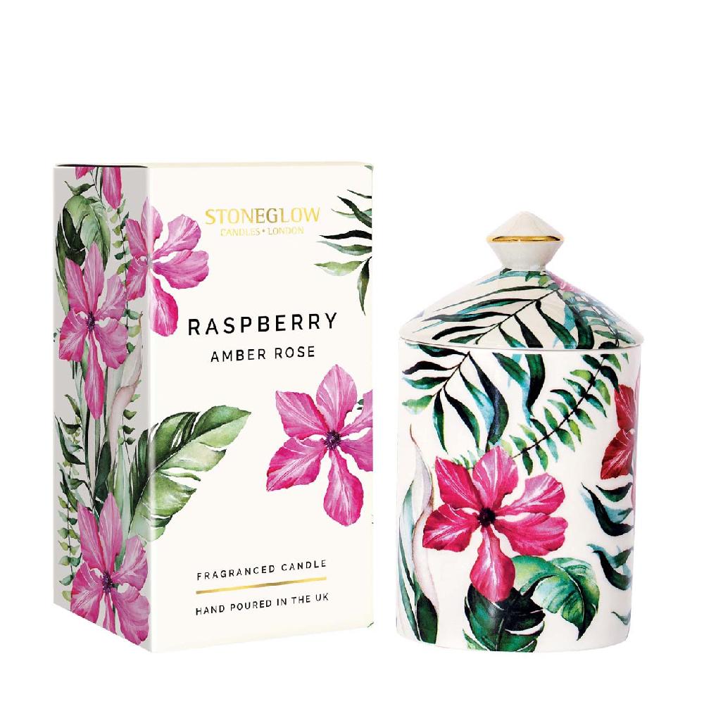 stoneglow Urban Botanics - Ceramic - Raspberry | Amber Rose - Scented Candle (150 x 85mm)