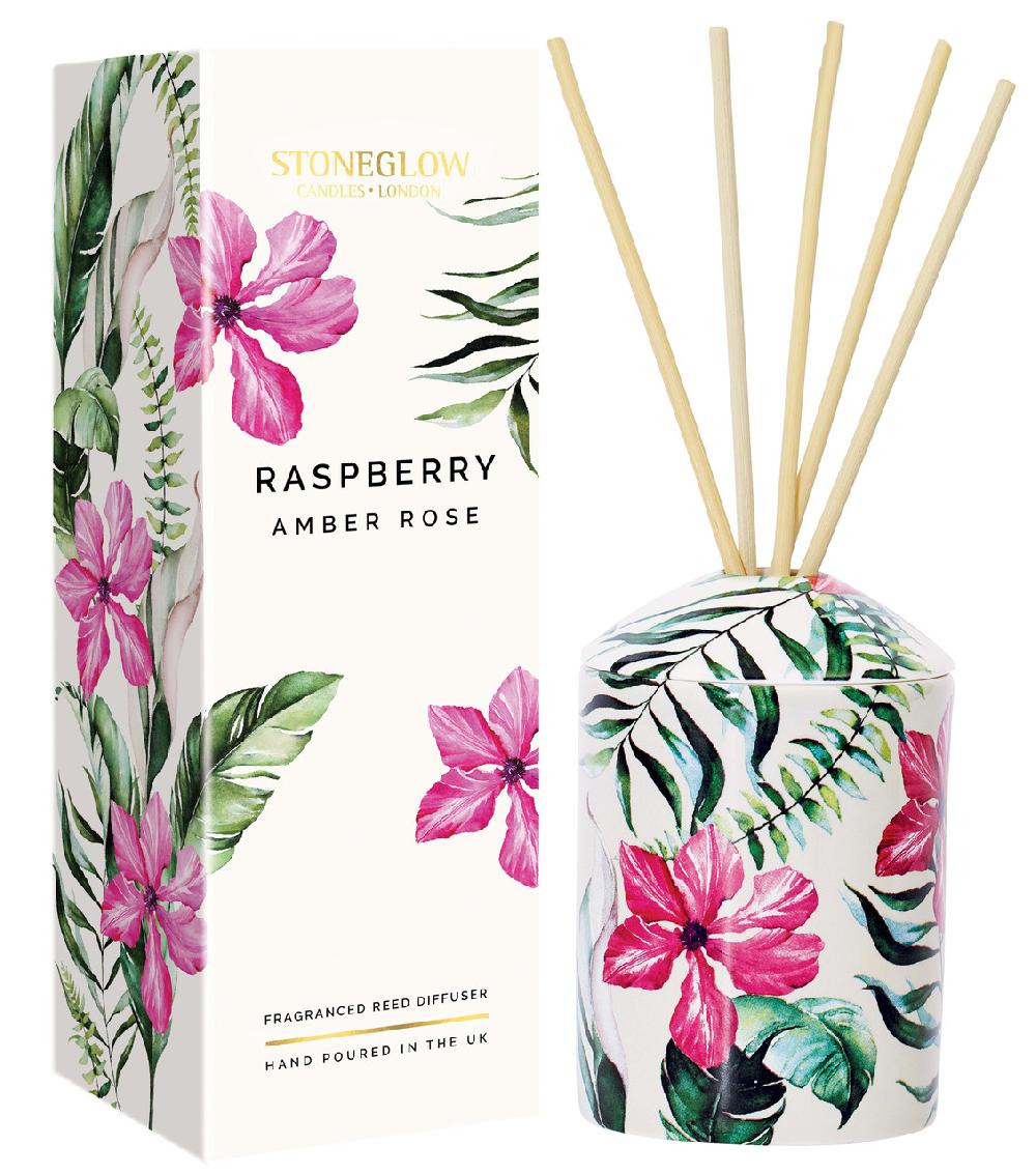 stoneglow Urban Botanics - Ceramic - Raspberry | Amber Rose - Scented Reed Diffuser (200ml)