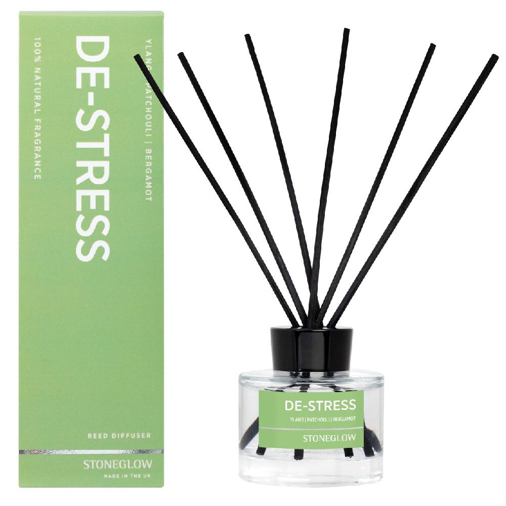 stoneglow Wellbeing - De-Stress - Ylang | Patchouli | Bergamot - Essential Oil Scented Reed Diffuser (140ml)
