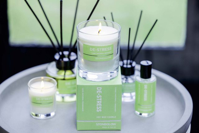 Stoneglow Wellbeing - De-Stress - Ylang | Patchouli | Bergamot - Scented Candle - Boxed Tumbler (90 X 80mm)