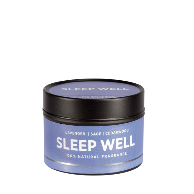 Stoneglow Wellbeing - Sleep Well - Lavender | Sage | Cedarwood - Essential Oil Scented Soy Wax Candle Tin (64 X 43mm)