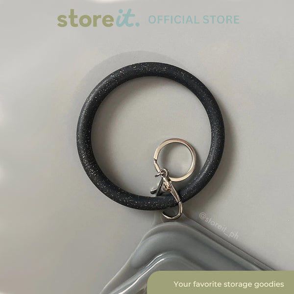 Store It Silicone Wristlet Keychain - Glittered Black