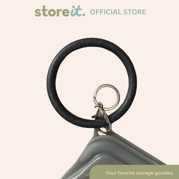 store it Silicone Wristlet Keychain - Glittered Black