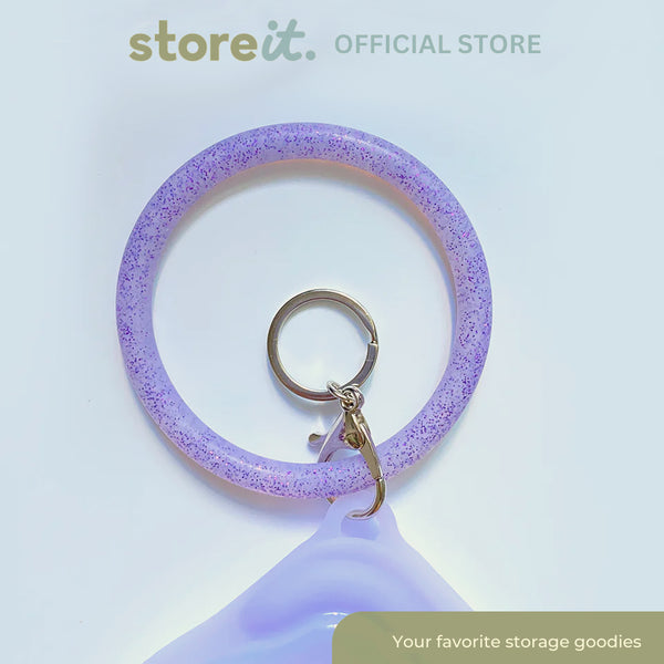 Store It Silicone Wristlet Keychain - Glittered Purple