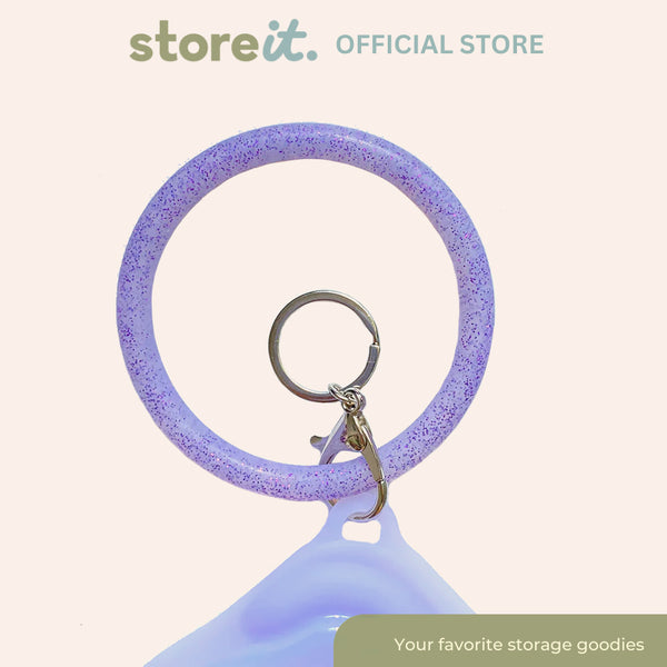 store it Silicone Wristlet Keychain - Glittered Purple
