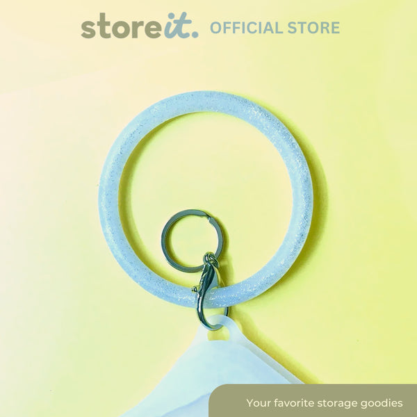 Store It Silicone Wristlet Keychain - Glittered White