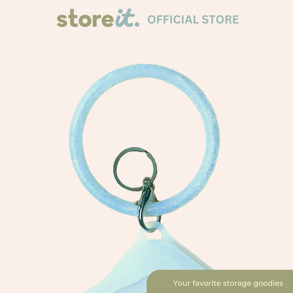 store it Silicone Wristlet Keychain - Glittered White