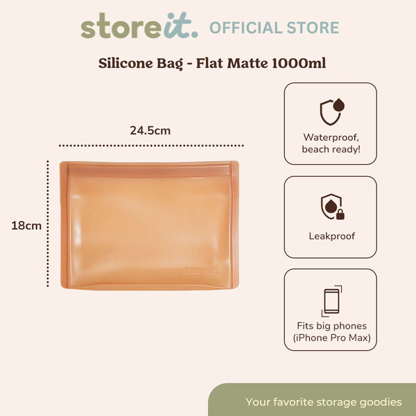 Store It Flat Matte Silicone Bag 1000ml - Berry Pink