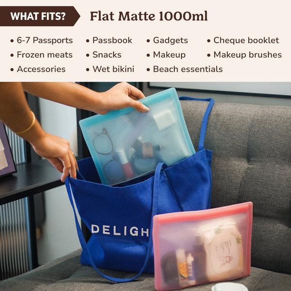 Store It Flat Matte Silicone Bag 1000ml - Berry Pink