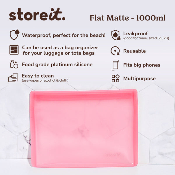 Store It Flat Matte Silicone Bag 1000ml - Coco White