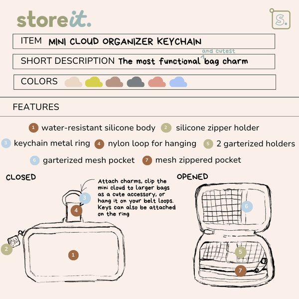 Store It Mini Cloud Organizer Keychain - Mauve Brown