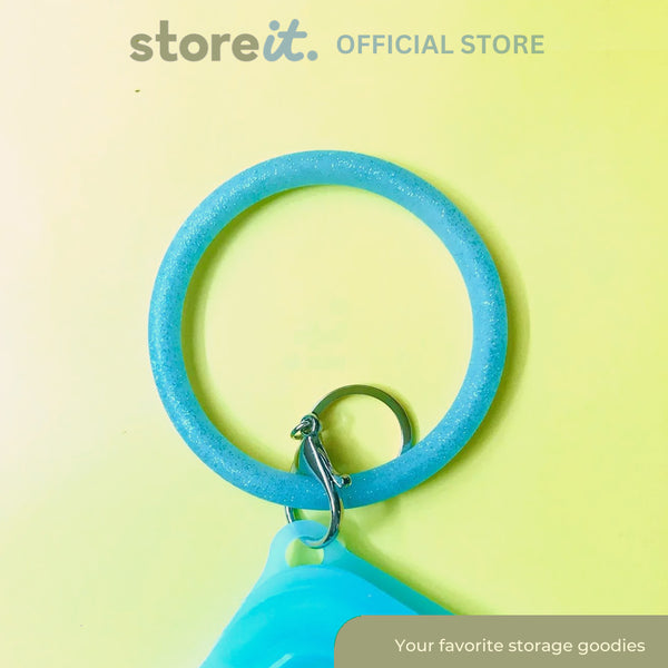 Store It Silicone Wristlet Keychain - Glittered Aqua