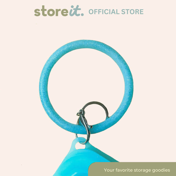 store it Silicone Wristlet Keychain - Glittered Aqua