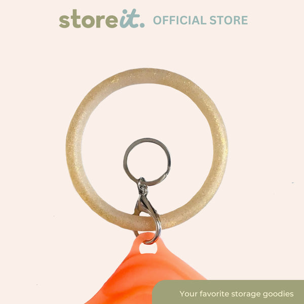 store it Silicone Wristlet Keychain - Glittered Gold