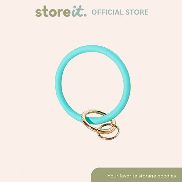 store it Silicone Wristlet Keychain - Plain Aqua