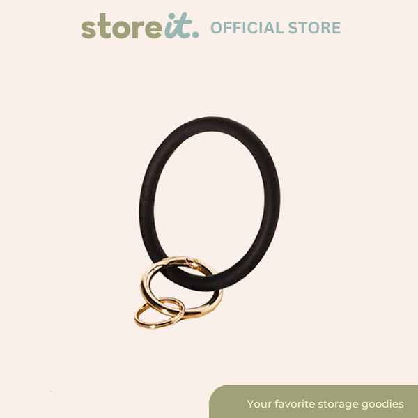 store it Silicone Wristlet Keychain - Plain Black