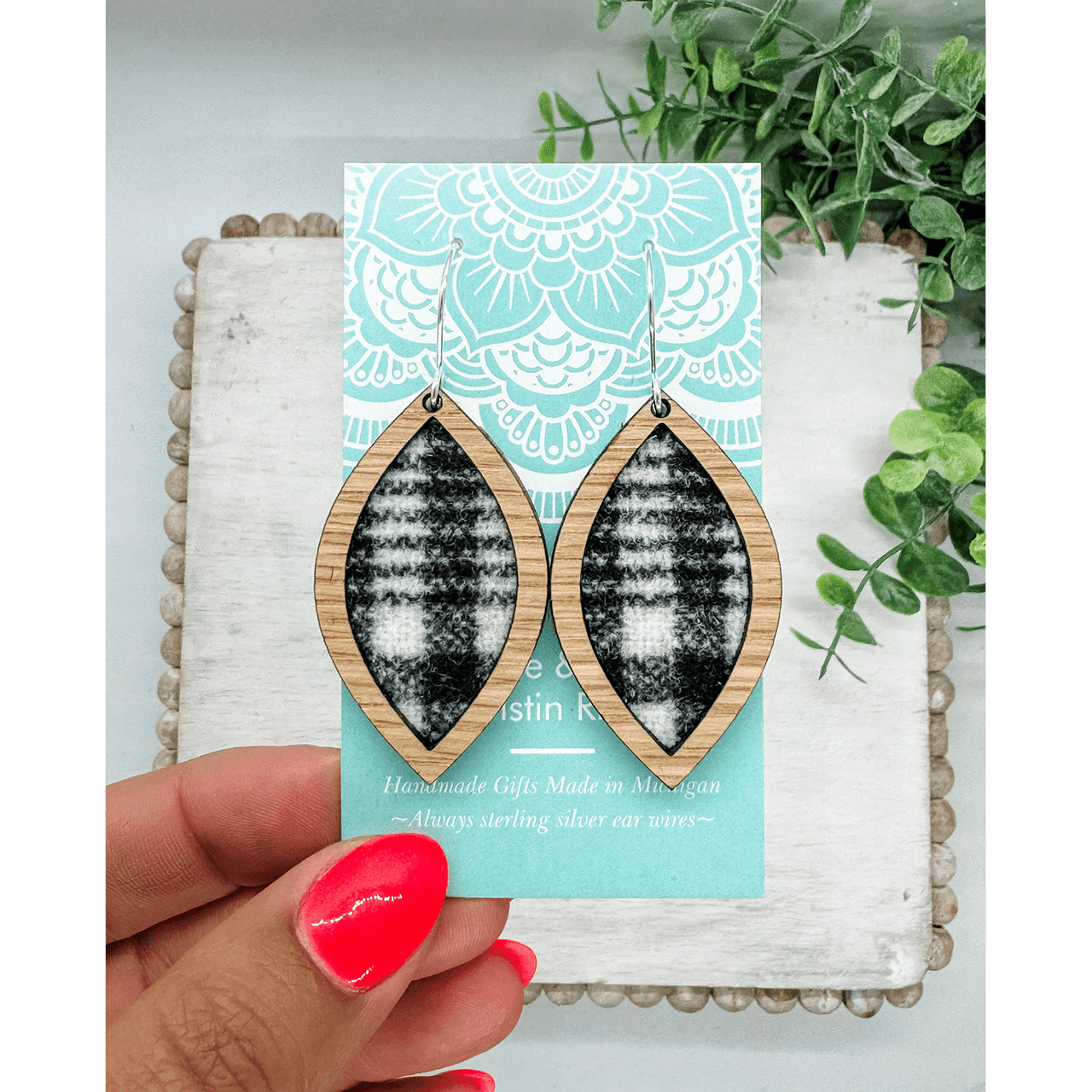 stormy kromer Fleece & Fancy Earrings Wrapped in Metro Plaid