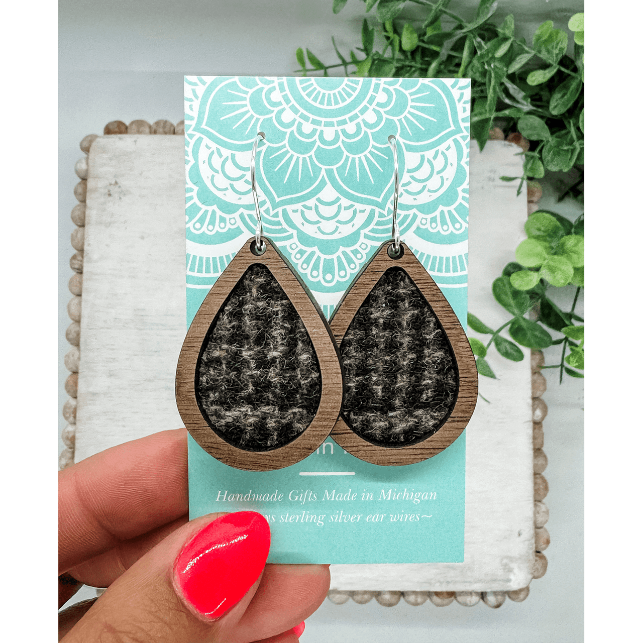 stormy kromer Fleece & Fancy Earrings Wrapped in Portobello Plaid