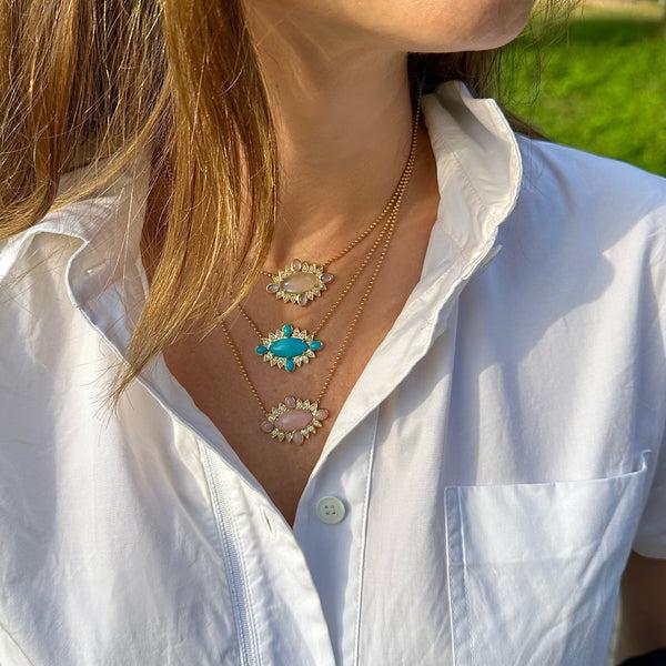 Storrow 14K/18K Gold Turquoise & Diamond Nora Necklace