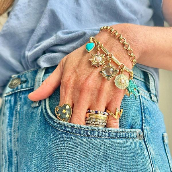 Storrow 14K Gold Blue Topaz & Diamond Mini Nora Charm