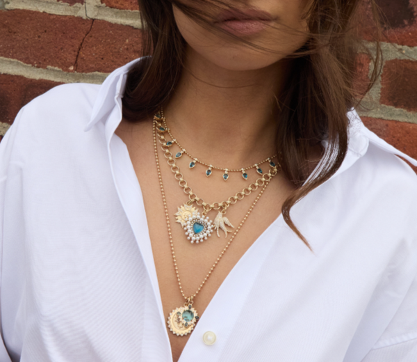 Storrow 14K Gold Blue Topaz & Diamond Mini Nora Charm