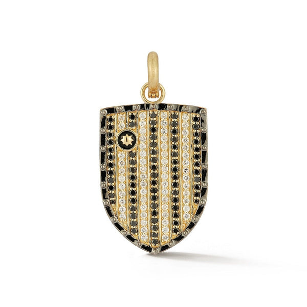 storrow 14K Gold Diamond Black Diamond & Black Enamel Walter Medallion