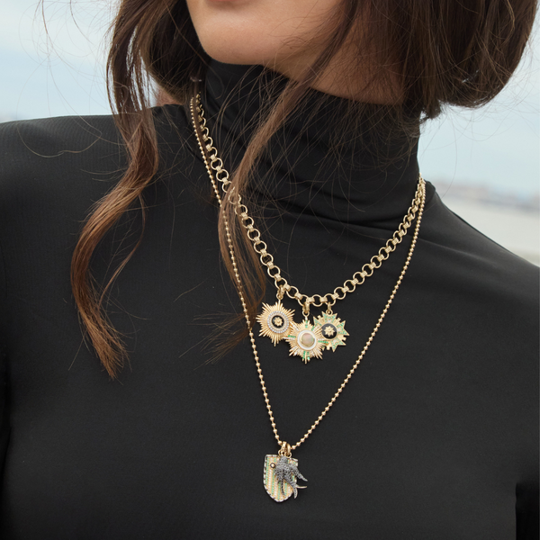 Storrow 14K Gold Diamond & Black Enamel Vale Medallion