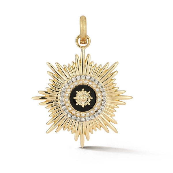 storrow 14K Gold Diamond & Black Enamel Vale Medallion