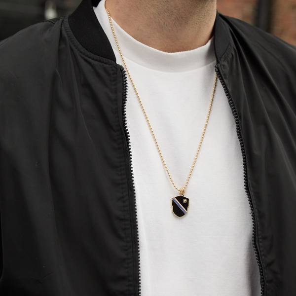 Storrow 14K Gold Diamond & Black Enamel Warren Medallion