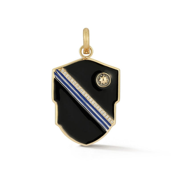 storrow 14K Gold Diamond & Black Enamel Warren Medallion