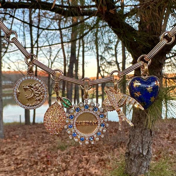 Storrow 14K Gold Diamond Blue Sapphire & Pearl Mizpah Medallion