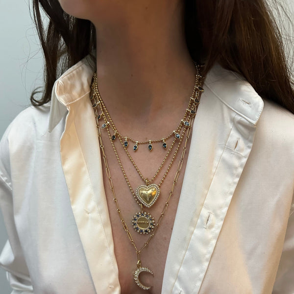 Storrow 14K Gold Diamond Blue Sapphire & Pearl Mizpah Medallion