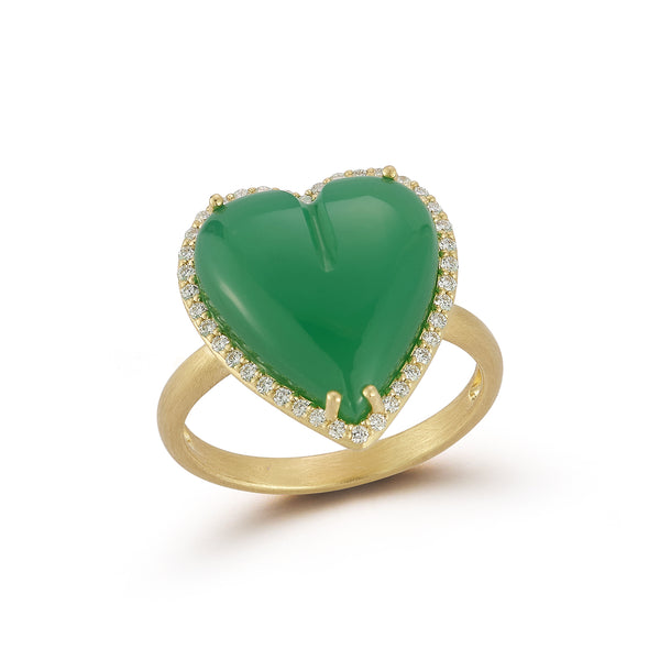Storrow 14K Gold Diamond & Chrysoprase Alana Large Heart Ring