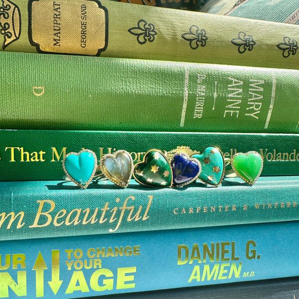 Storrow 14K Gold Diamond & Chrysoprase Alana Large Heart Ring