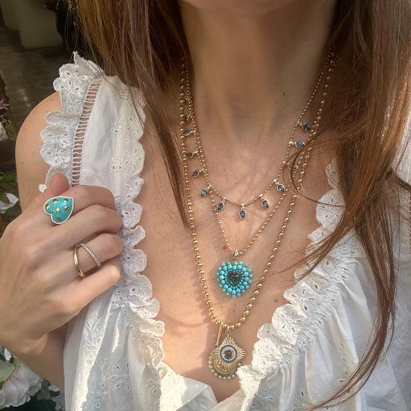 Storrow 14K Gold Diamond London Blue Topaz & Denim Blue Enamel Vivienne Medallion