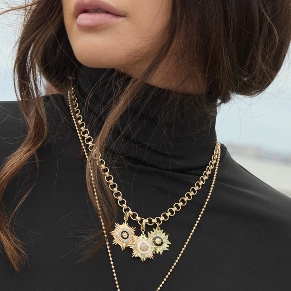 Storrow 14K Gold Diamond Opal & Emerald Victoria Medallion