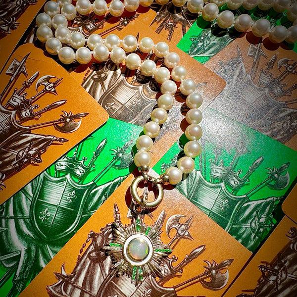 Storrow 14K Gold Diamond Opal & Emerald Victoria Medallion