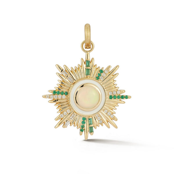 storrow 14K Gold Diamond Opal & Emerald Victoria Medallion