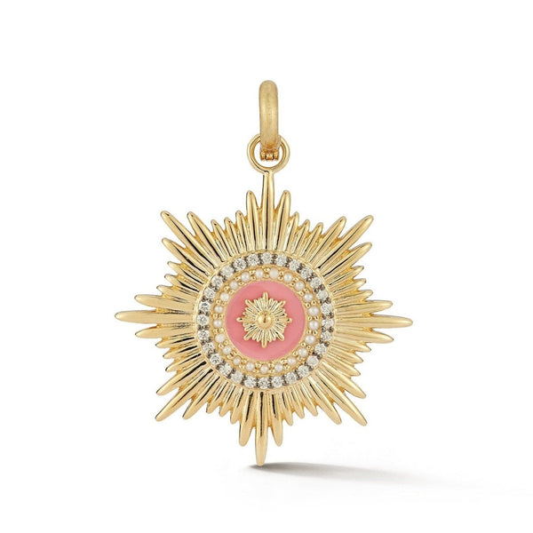 storrow 14K Gold Diamond & Pink Enamel Vale Medallion